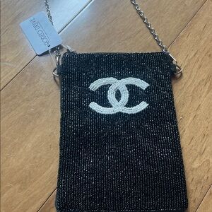 CHANEL lookalike Black and White Beaded Crossbody Bag